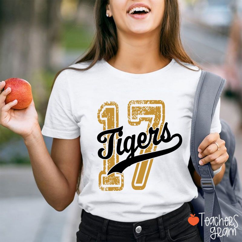 Personalized Mascot Vintage Number Graphic Sports Teacher T‑Shirt