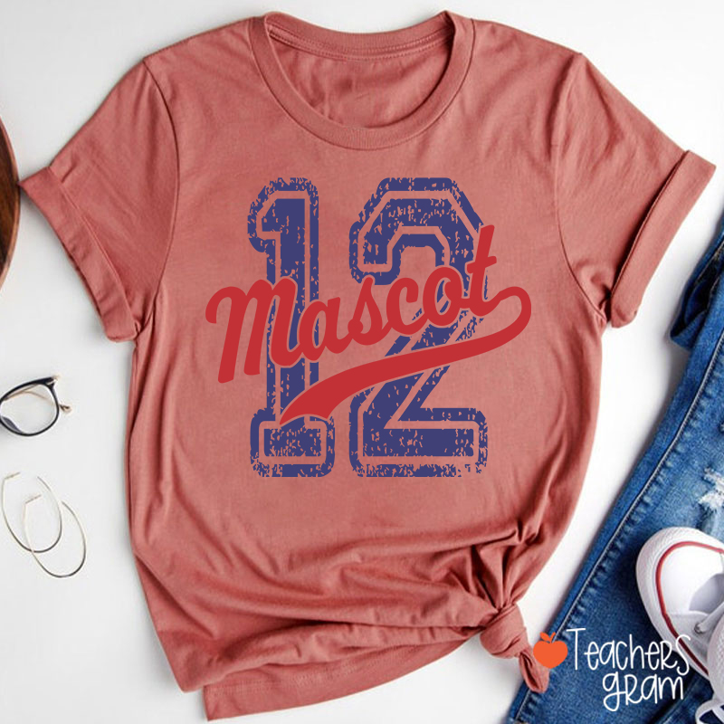 Personalized Mascot Vintage Number Graphic Sports Teacher T‑Shirt