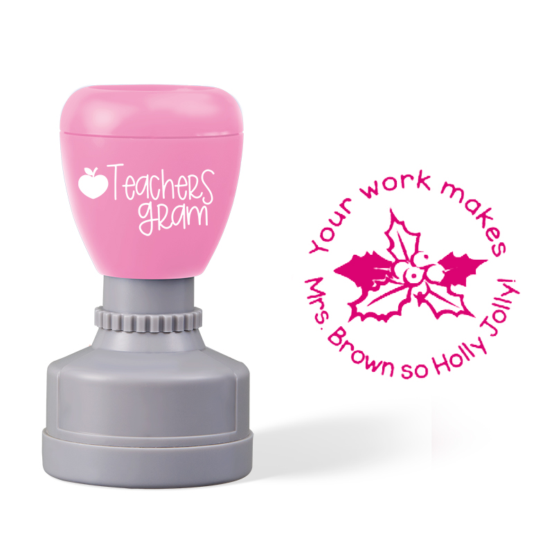 Personalized Name So Holly Jolly Teacher Stamp