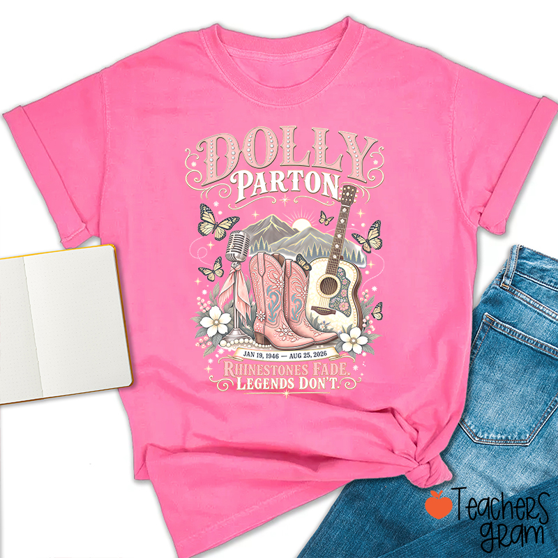 Dolly Parton Western Cowboy Boots Floral Teacher T‑Shirt
