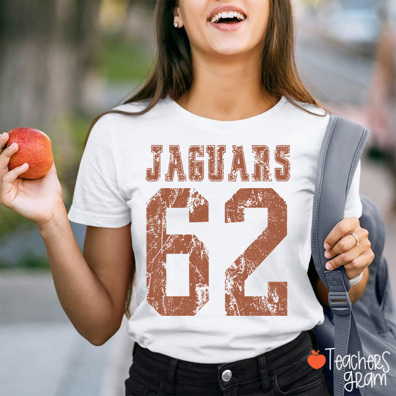 Personalized Mascot Number Vintage Distressed Sport Teacher T‑Shirt