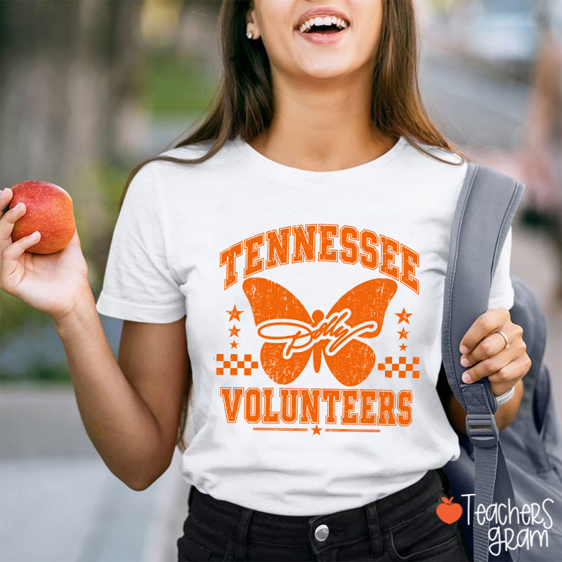 Tennessee Volunteers Dolly Distressed Butterfly Teacher T-Shirt