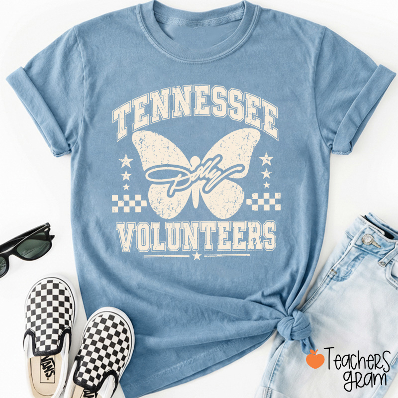 Tennessee Volunteers Dolly Distressed Butterfly Teacher T-Shirt