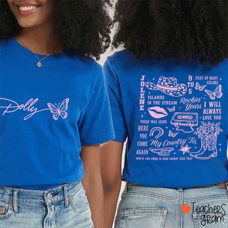 Butterfly Classic Song List Teacher Two Sided T‑Shirt
