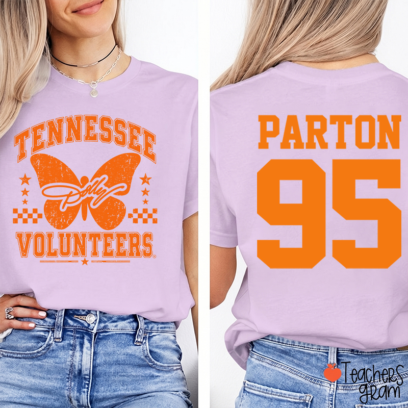  Volunteers Butterfly Vintage Graphic Teacher Two Sided T-Shirt