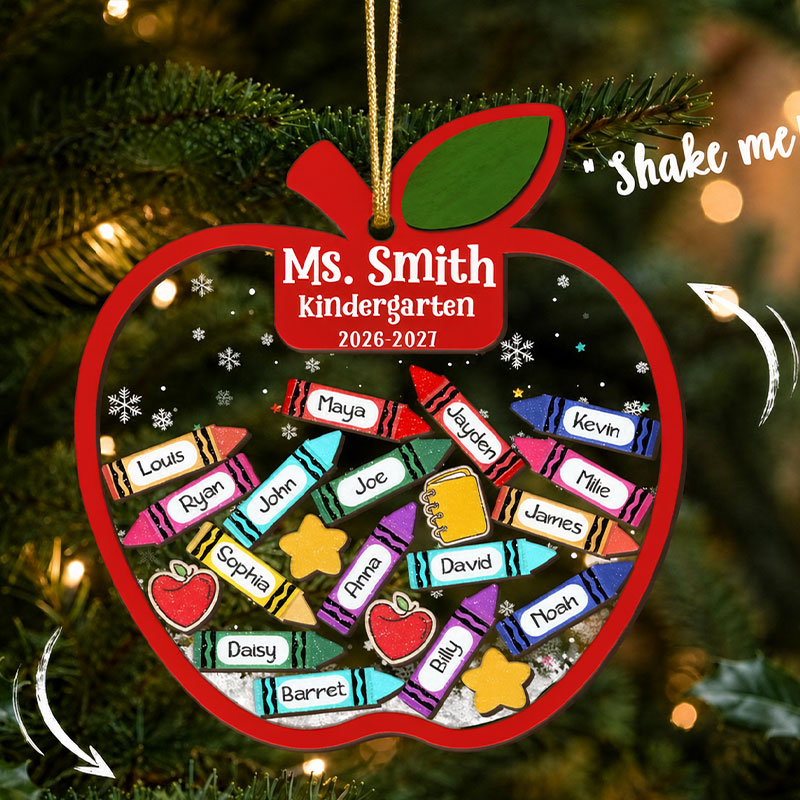 Personalized Apple Teacher Shaker Ornament