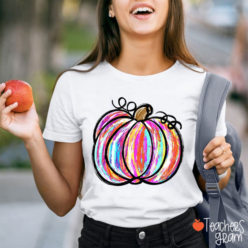 Fall Colorful Pumpkins Teacher T-Shirt