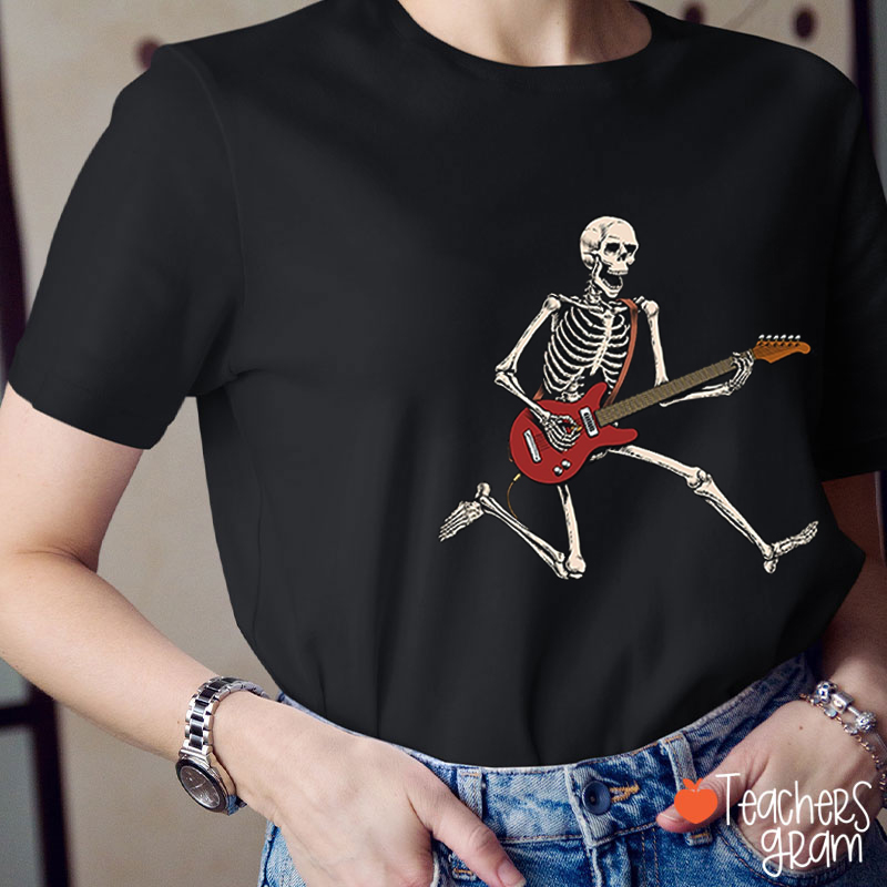 Skeleton Playing Guitar Teacher T-Shirt