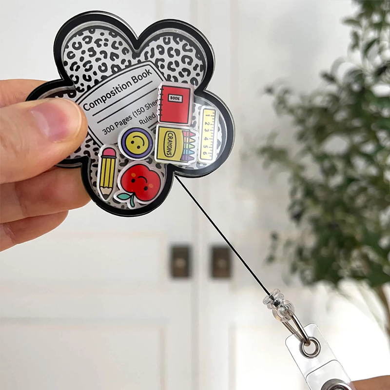 Composition Book EKG Shaker Badge Reel