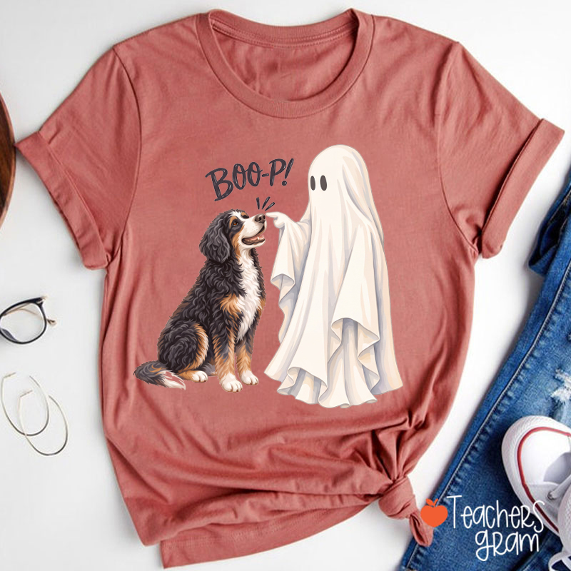 Personalized Dog Breed Ghost And Dog Breed Halloween Teacher T‑Shirt