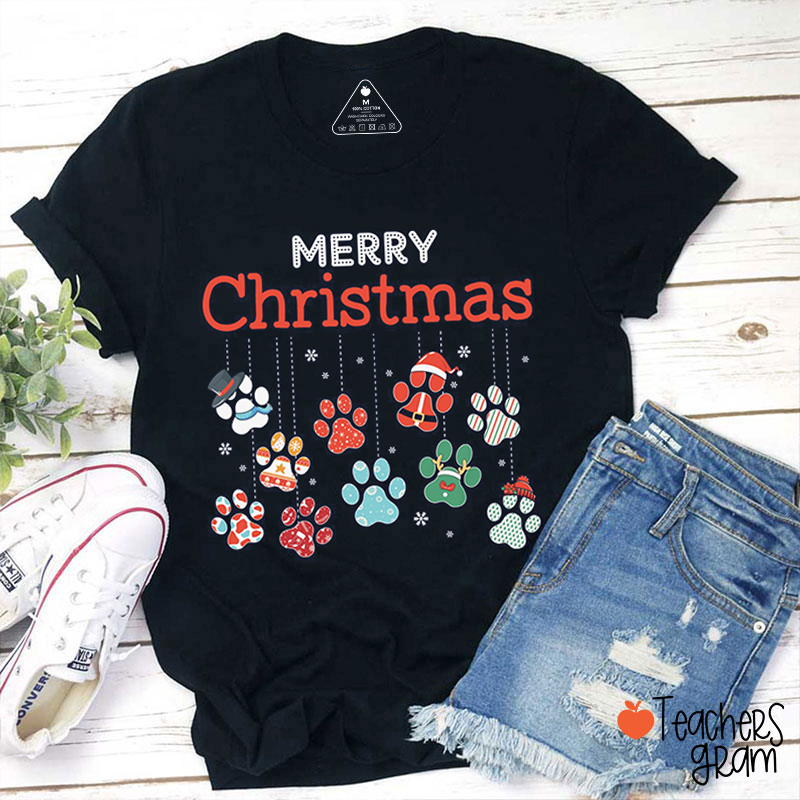 Merry Christmas Paw Teacher T-Shirt