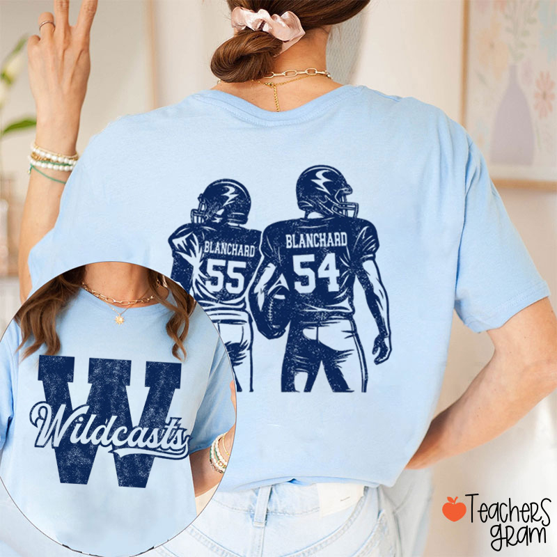 Personalized Mascot Name And Number Teacher Two Sided T‑Shirt