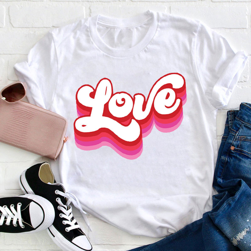 Teachergive | Pink Love Teacher T-Shirt sale