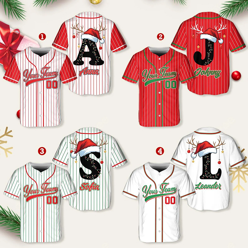 Personalized Name And Initials Santa Hat Teacher Baseball Jersey