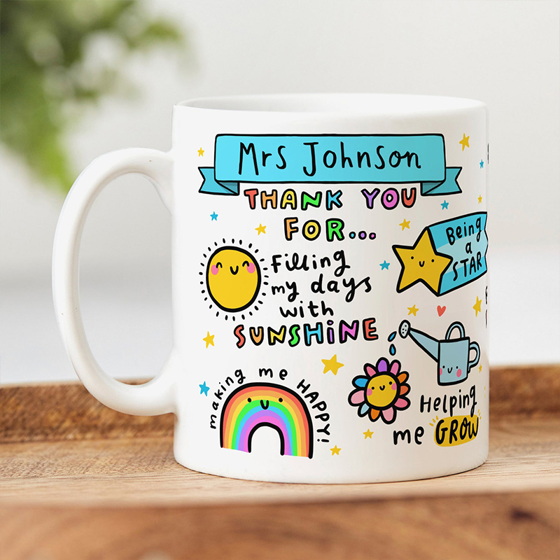 Personalised Name Thank You Teacher Mug