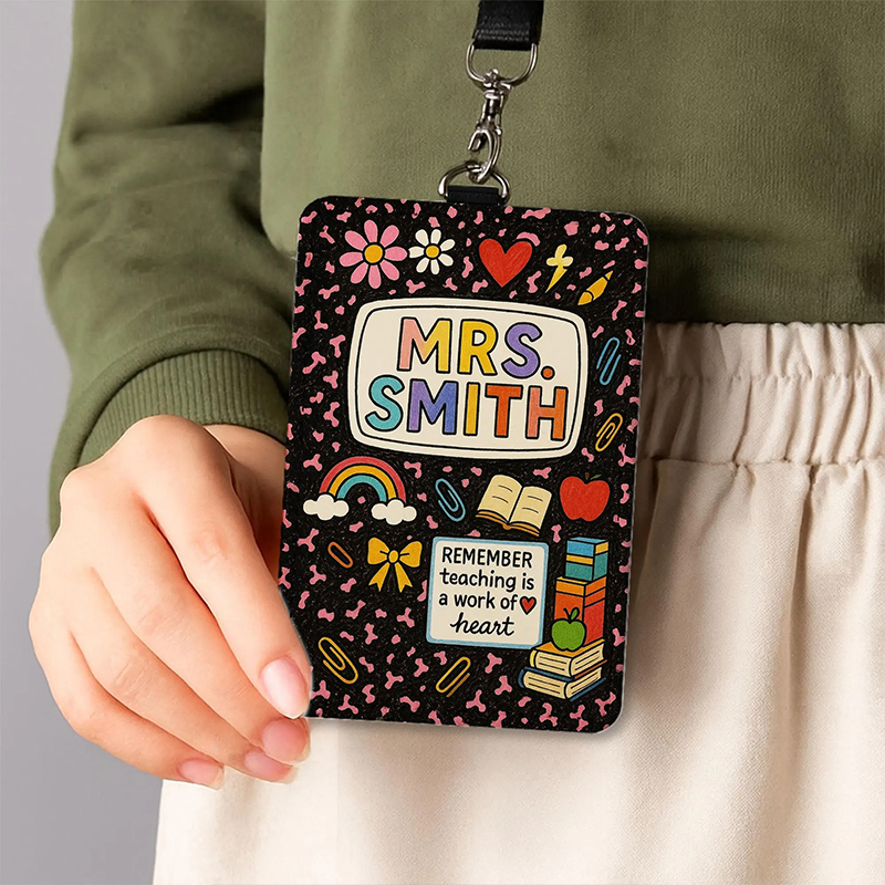 Personalized Name Teaching Is A Work Of Heart Teacher Card Holder