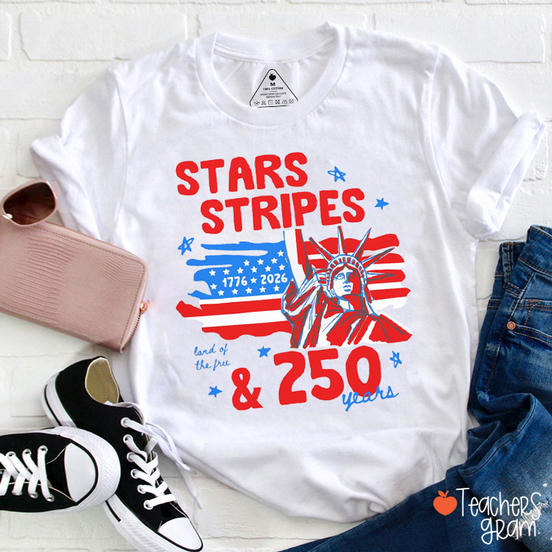 Stars Stripes Land Of The Free Teacher T-Shirt