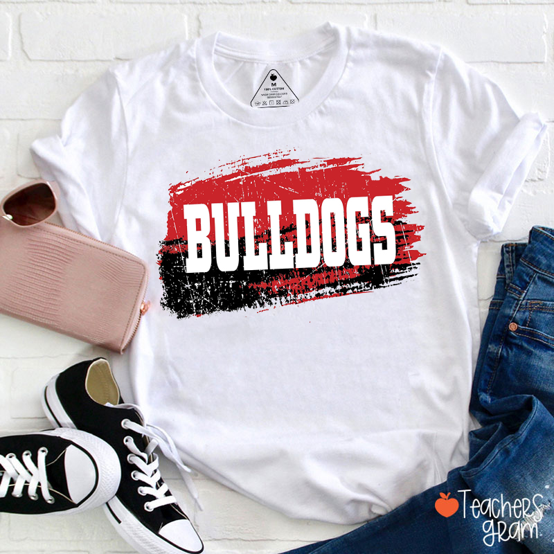Personalized Mascot Contrasting Colors Brush Stroke Teacher T-Shirt