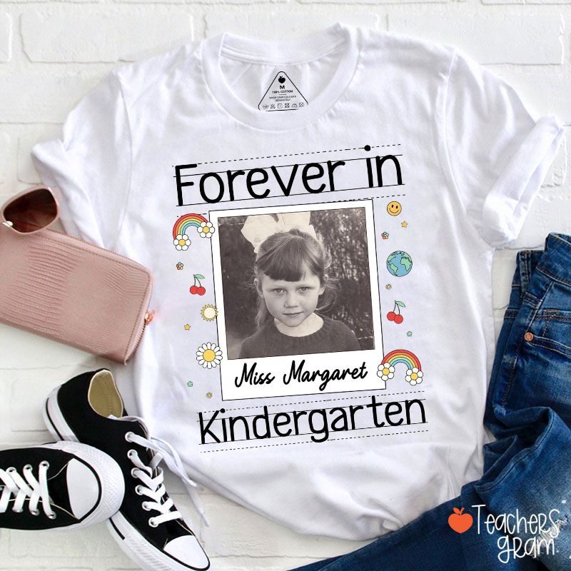 Personalized Name And Grade With Photo Forever Teacher T-Shirt
