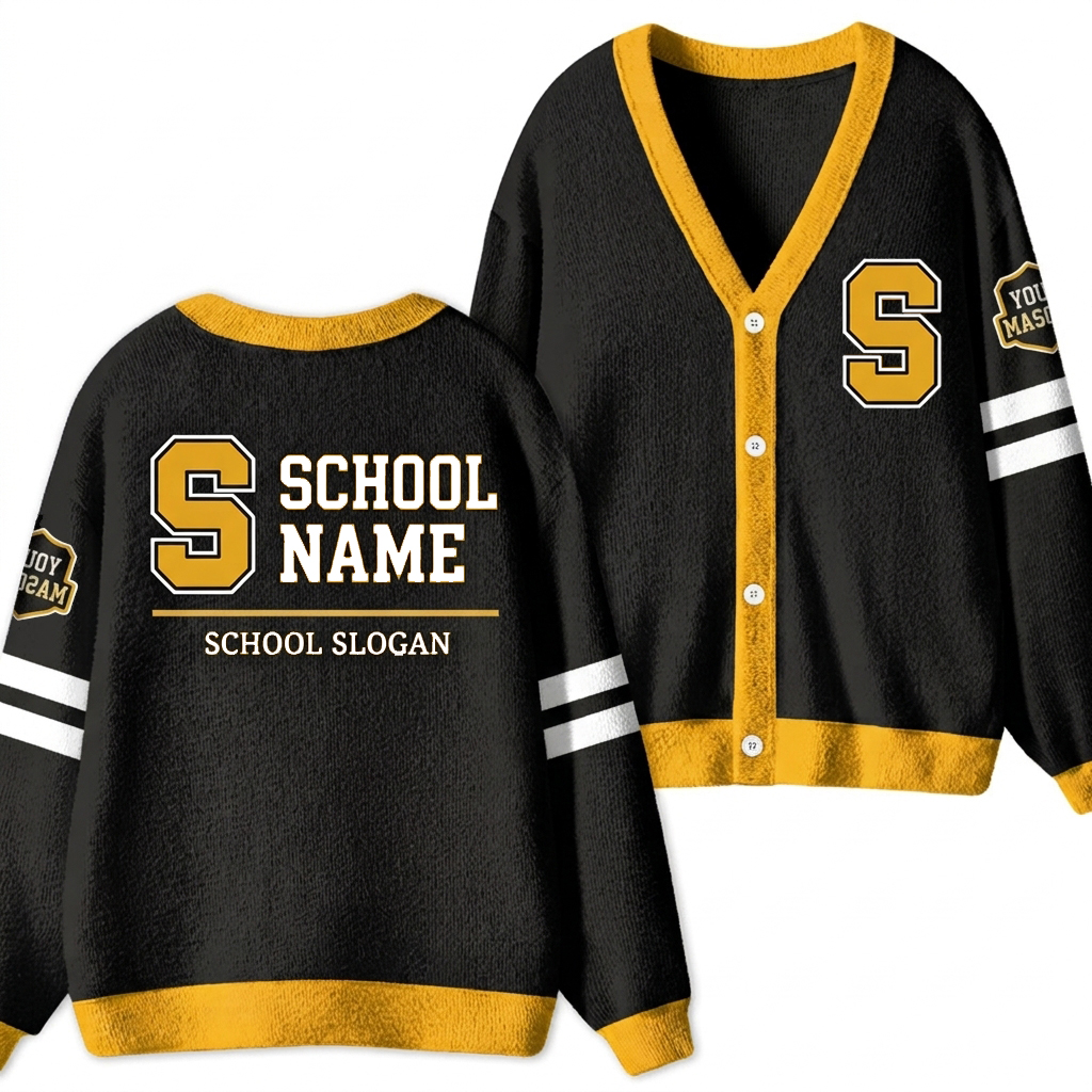 Personalized School Name Slogan Mascot Initial Teacher Ugly Cardigan Sweater