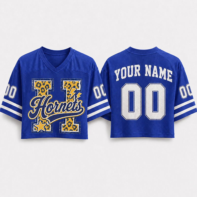 Personalized Mascot Leopard Varsity Letter Teacher Crop Jersey