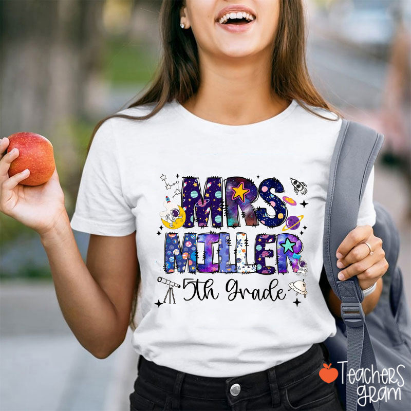 Personalized Name Solar Space Teacher T-Shirt