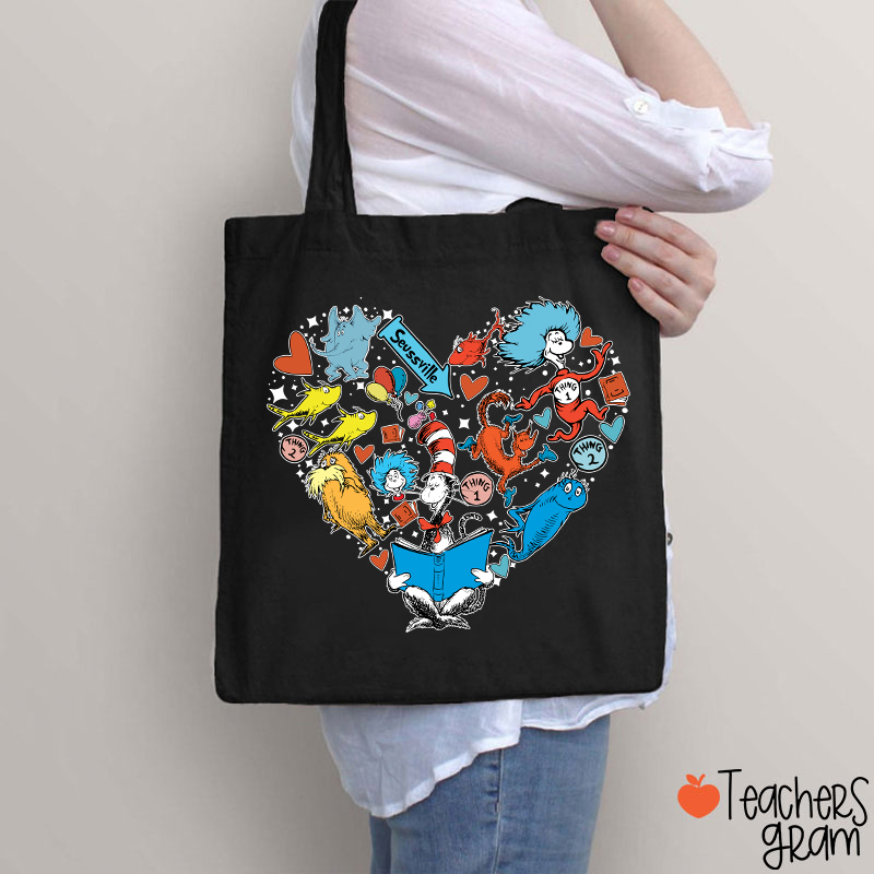 The Cat In The Hat Heart Teacher Tote Bag