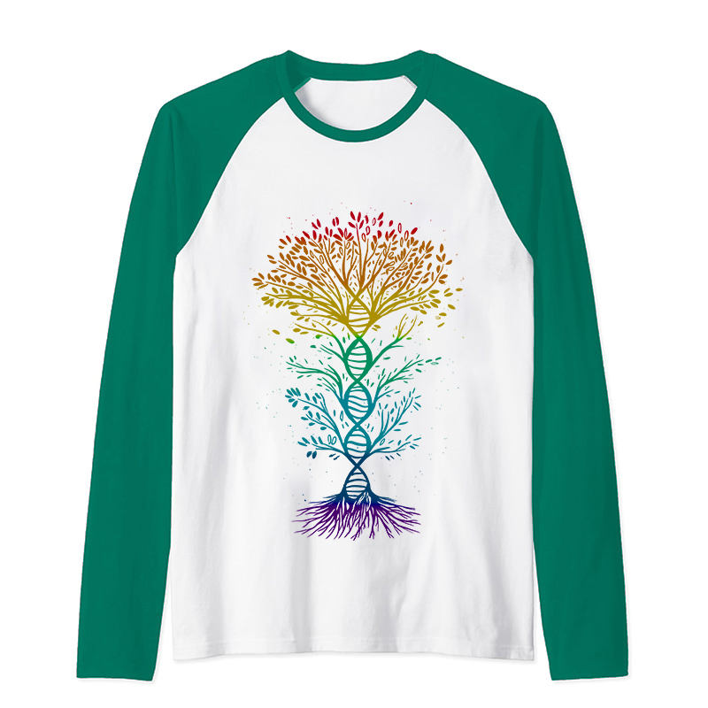 DNA Tree Of Life Teacher Raglan Long Sleeve T-Shirt