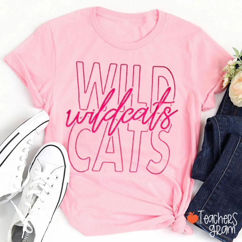 Personalized Mascot Stacked Text Teacher T‑Shirt