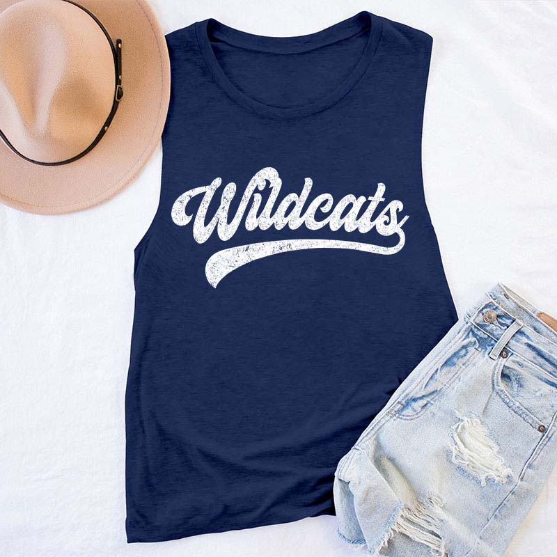 Personalized Mascot Washed And Distressed Print Teacher Tank Top
