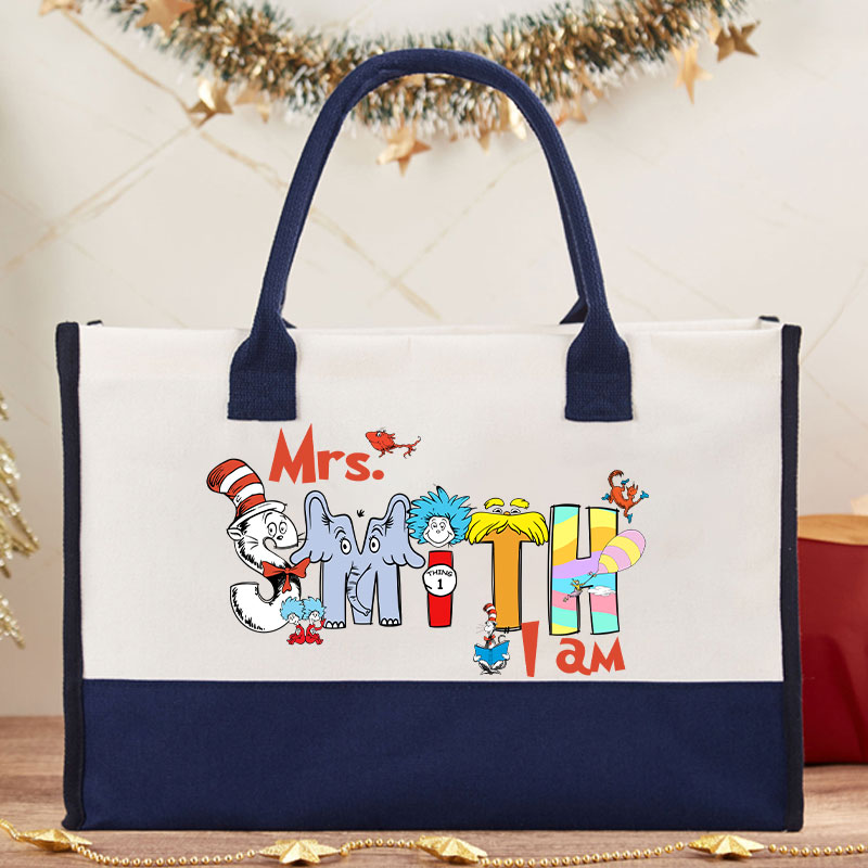 Personalized Name I Am Teacher Cotton Tote Bag