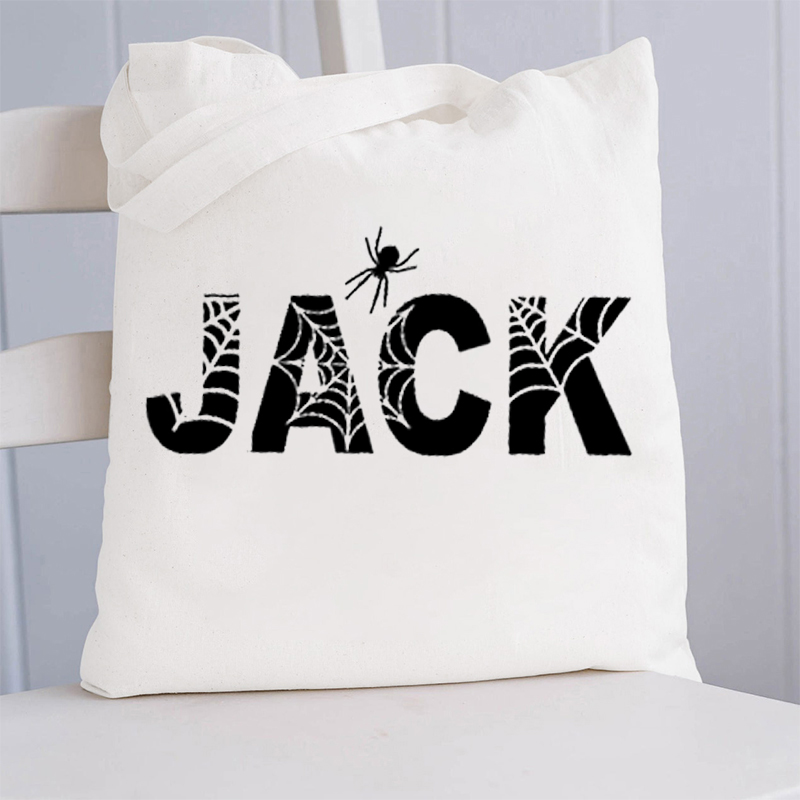 Personalized Name Spider Web Halloween Teacher Tote Bag