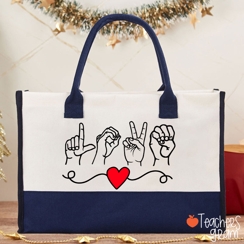 Love Sign Language Teacher Cotton Tote Bag