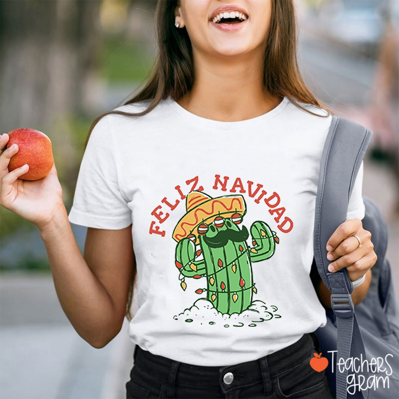 Feliz Navidad Cactus Spanish Teacher T-Shirt