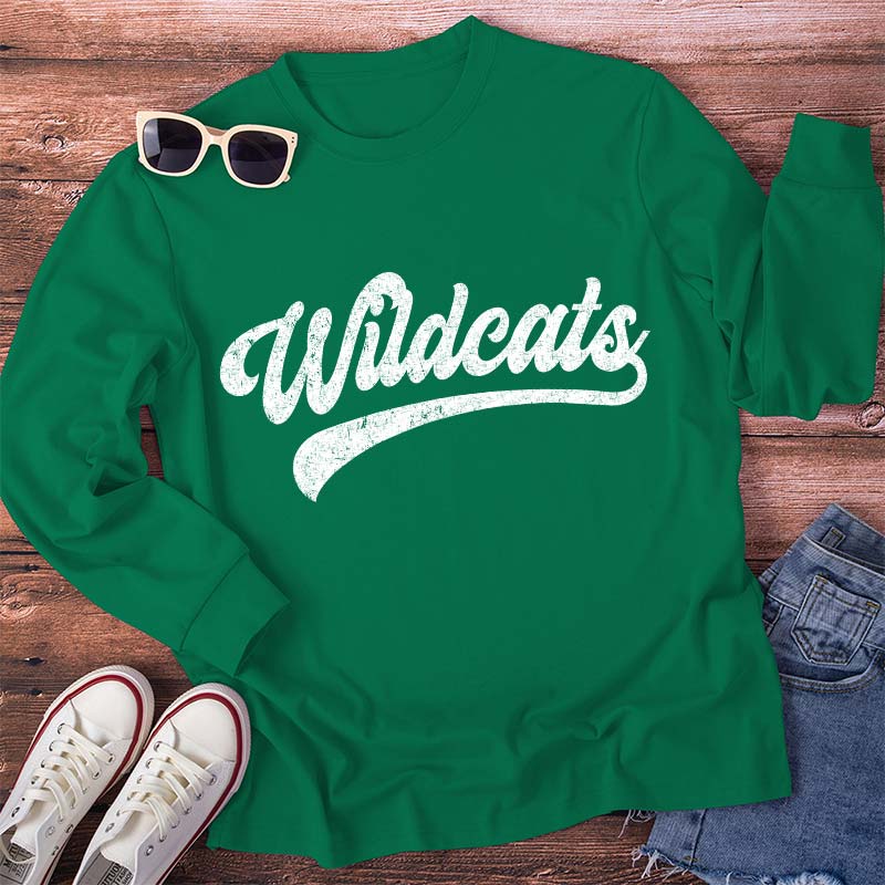 Personalized Mascot Washed And Distressed Print Teacher Long Sleeve T-Shirt