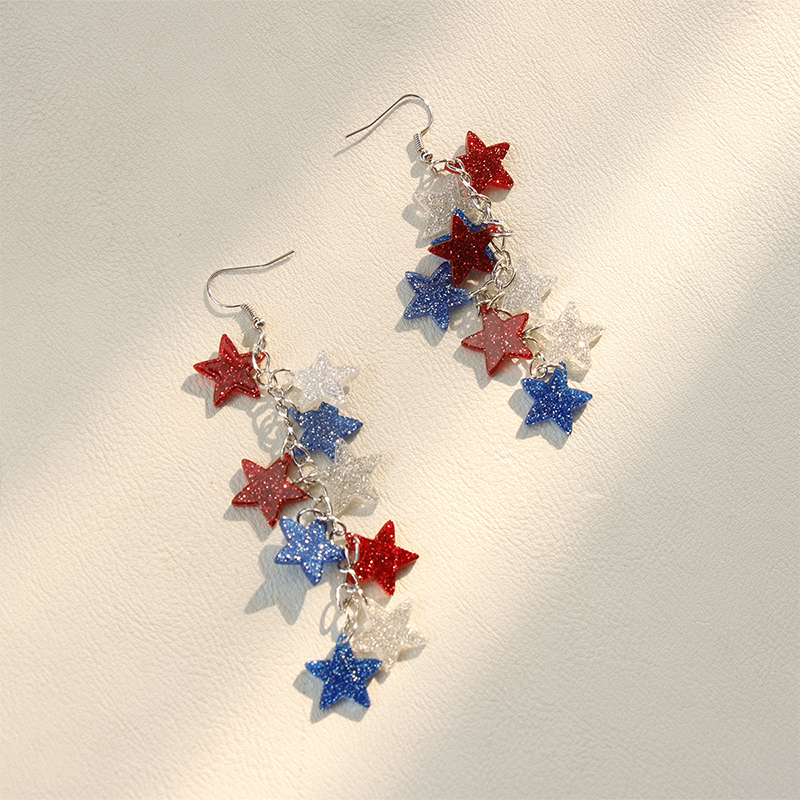 American Flag Star Teacher Acrylic Earrings