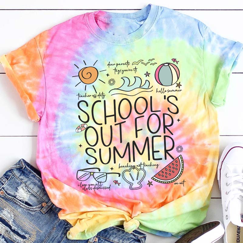 Schools Out For Summer Teacher Tie-dye T-Shirt