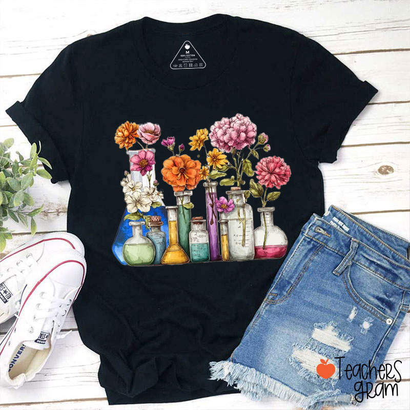 Science In Flowers Teacher T-Shirt