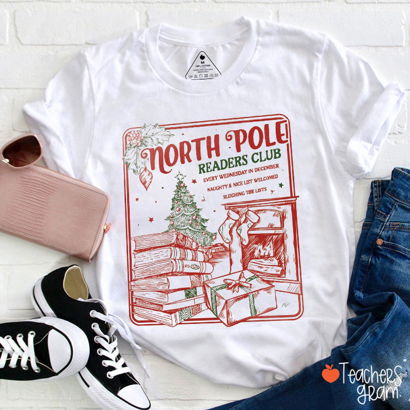 North Pole Readers Club Christmas Teacher T-Shirt