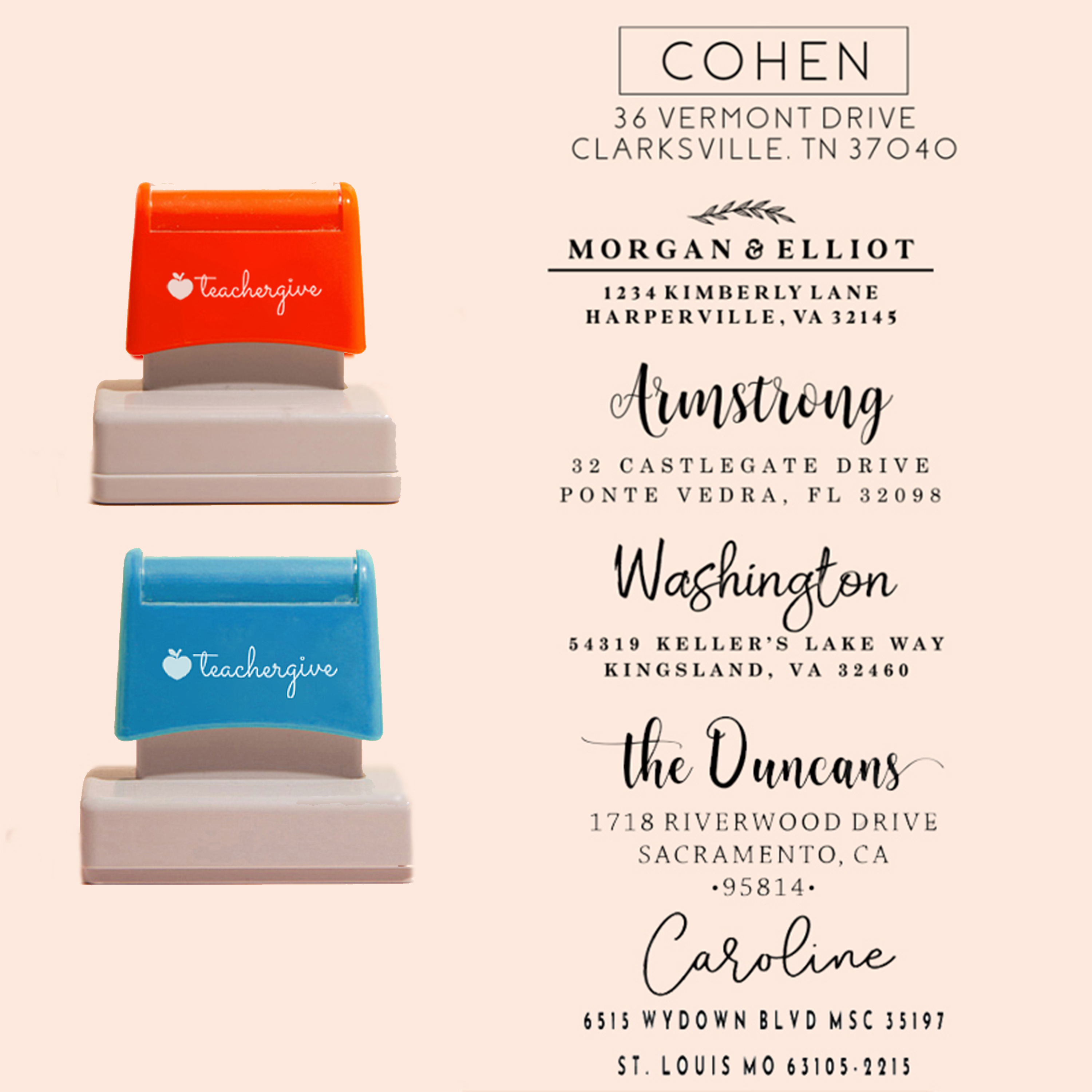 Personalized Return Address Teacher Rectangle Stamp