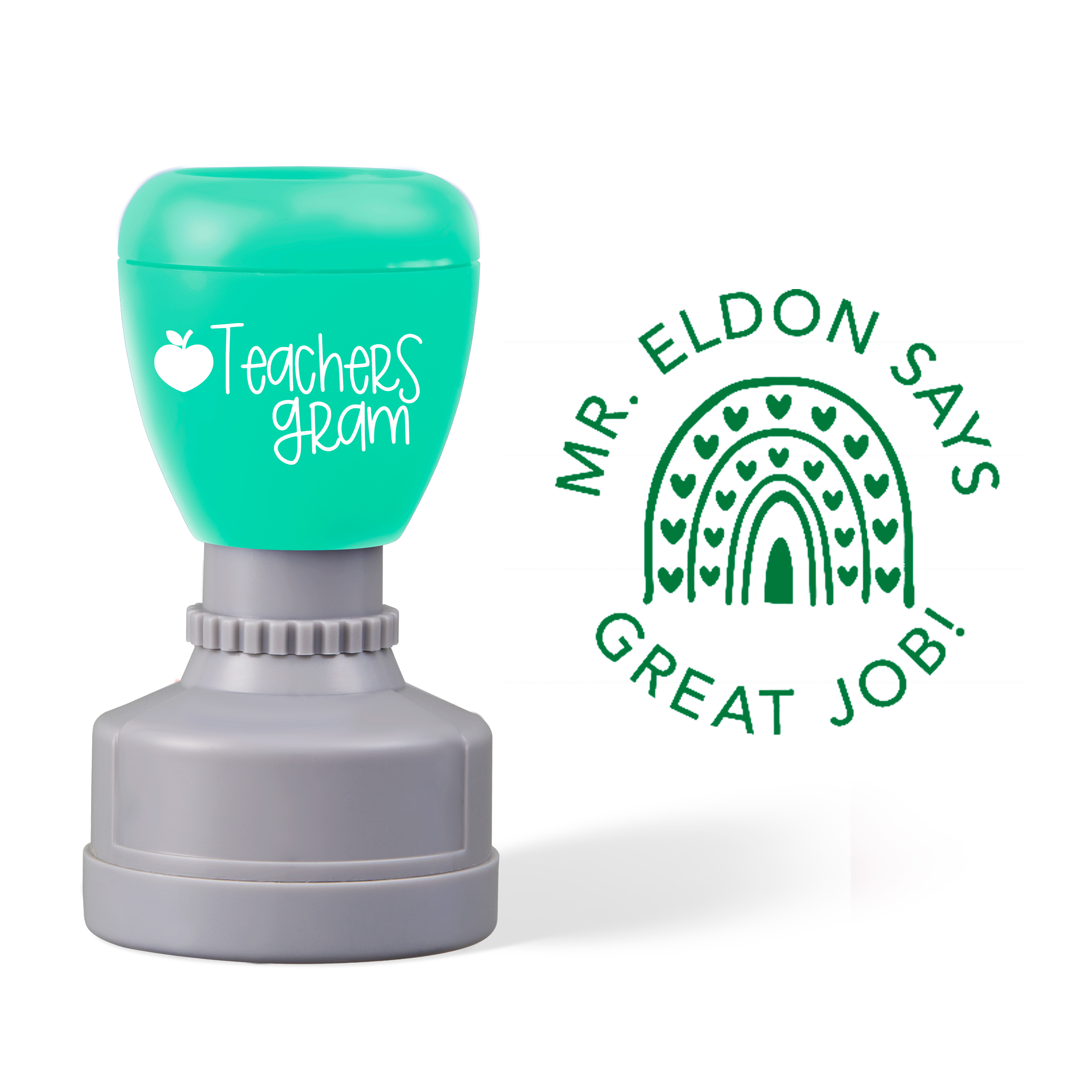 Personalized Name Great Job Love Rainbow Teacher Stamp