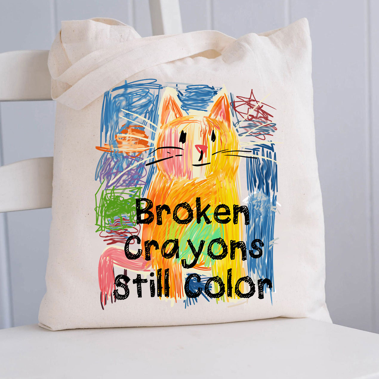 Broken Crayons Still Color Cat Tote Bag