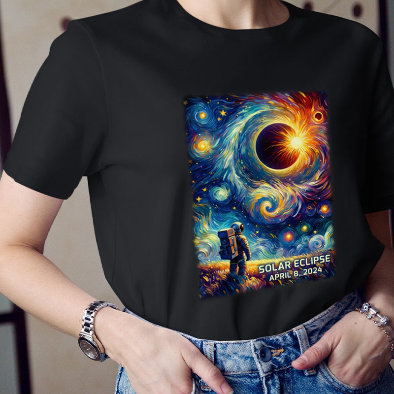 Starry Night Solar Eclipse Teacher T-Shirt
