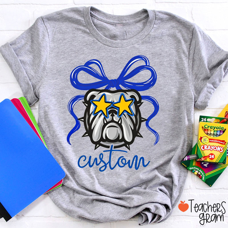 Personalized Mascot Big Bow School Spirit Teacher T-Shirt