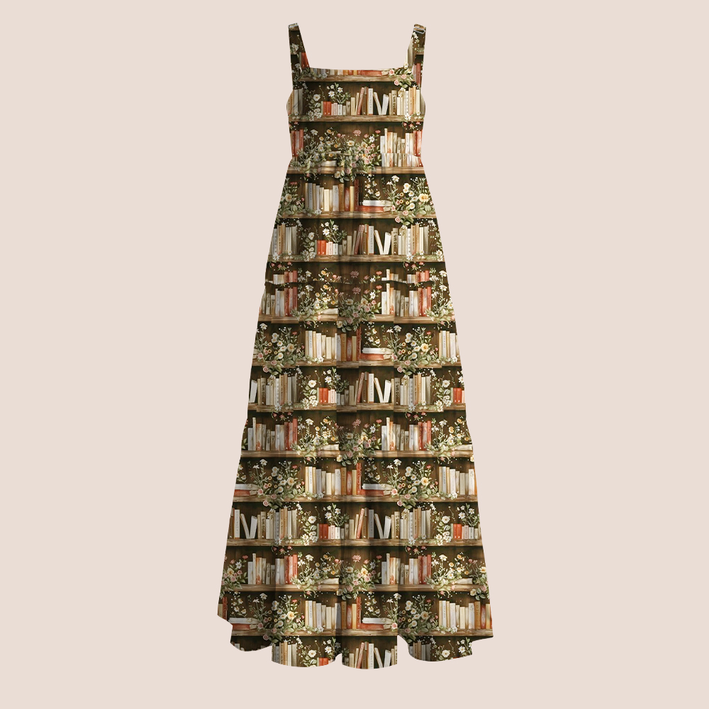 Vintage Floral Library Bookshelf Teacher Slip Dress