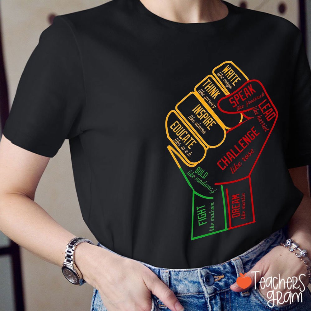 Red Yellow Green Fist Teacher T-Shirt