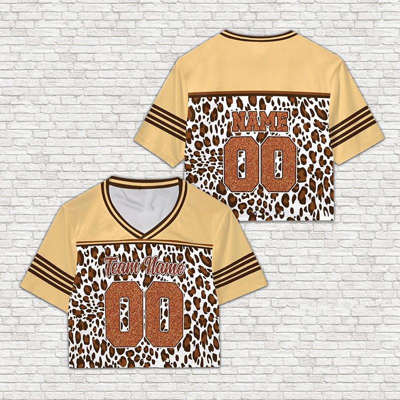 Personalized Name And Grade Leopard Printing Teacher Crop Jersey