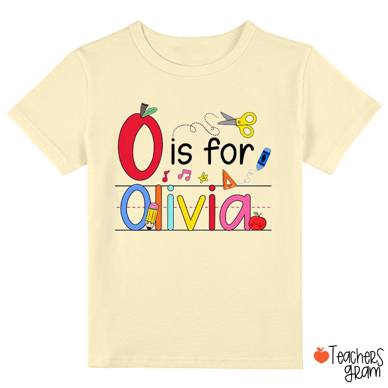 Personalized Name Apple Pencil School Stuff Class T-Shirt