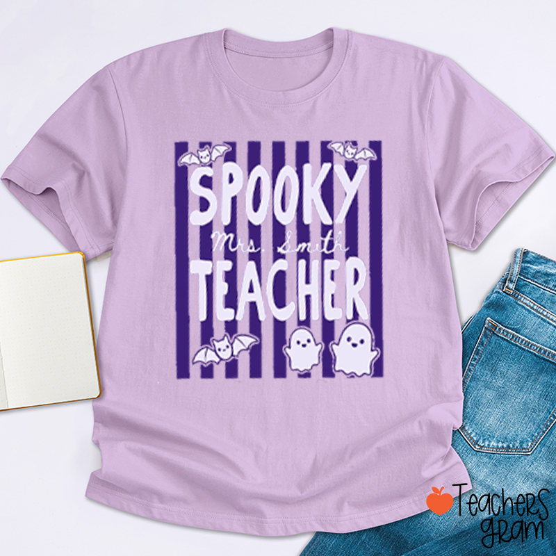 Personalized Spooky Teacher Halloween Teacher T‑Shirt