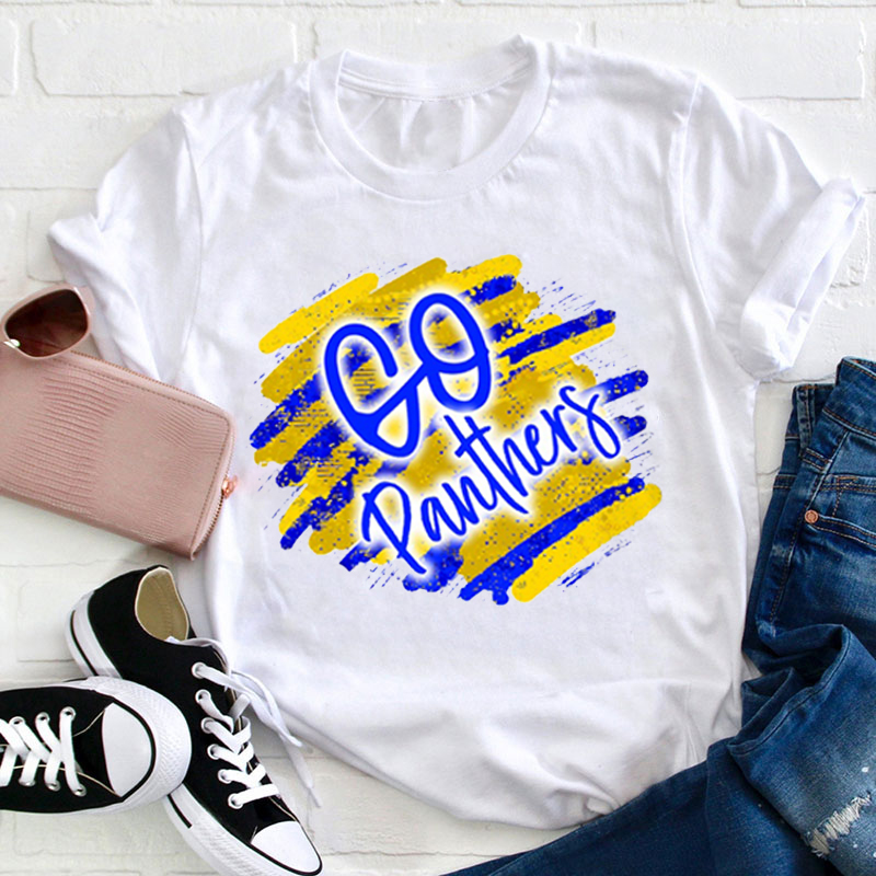 Personalized School Mascot Colorblock Stripes Design Teacher T-Shirt